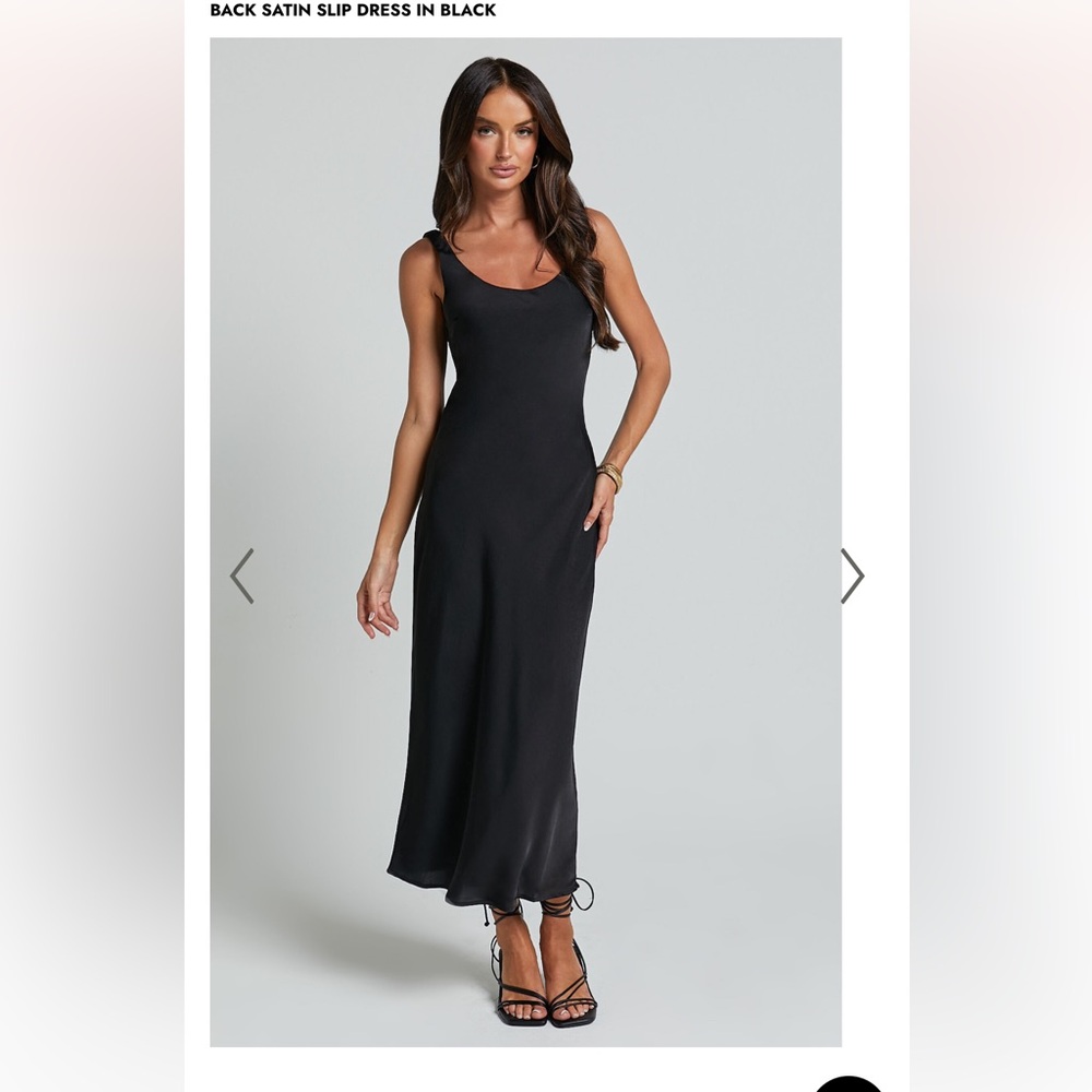Showpo JULIE MIDI DRESS - SCOOP NECK LOW BACK SATIN SLIP DRESS IN BLACK